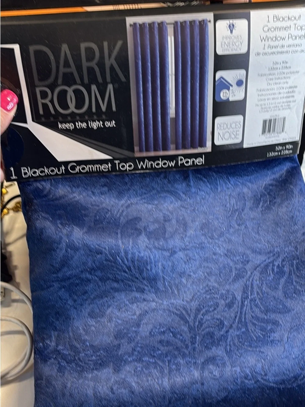 Blue Blackout Grommet Top Window Panel